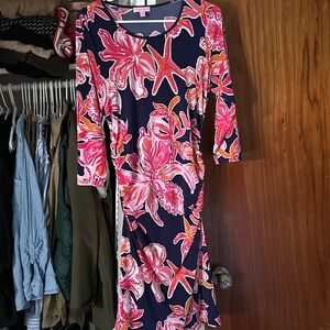 EUC Lilly Pulitzer Madison ruched dress in Bright Navy Via Sunny